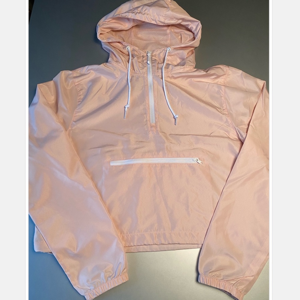 Brand new, never worn cropped wind breaker w/ hood
